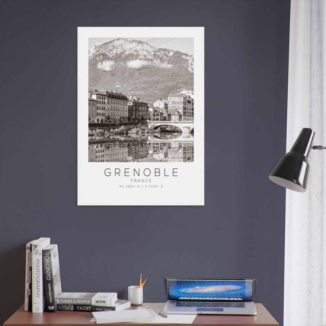Grenoble France Travel Photo Poster Bw Grenoble Travel Print Minimalist Travel Poster Print - Image 3
