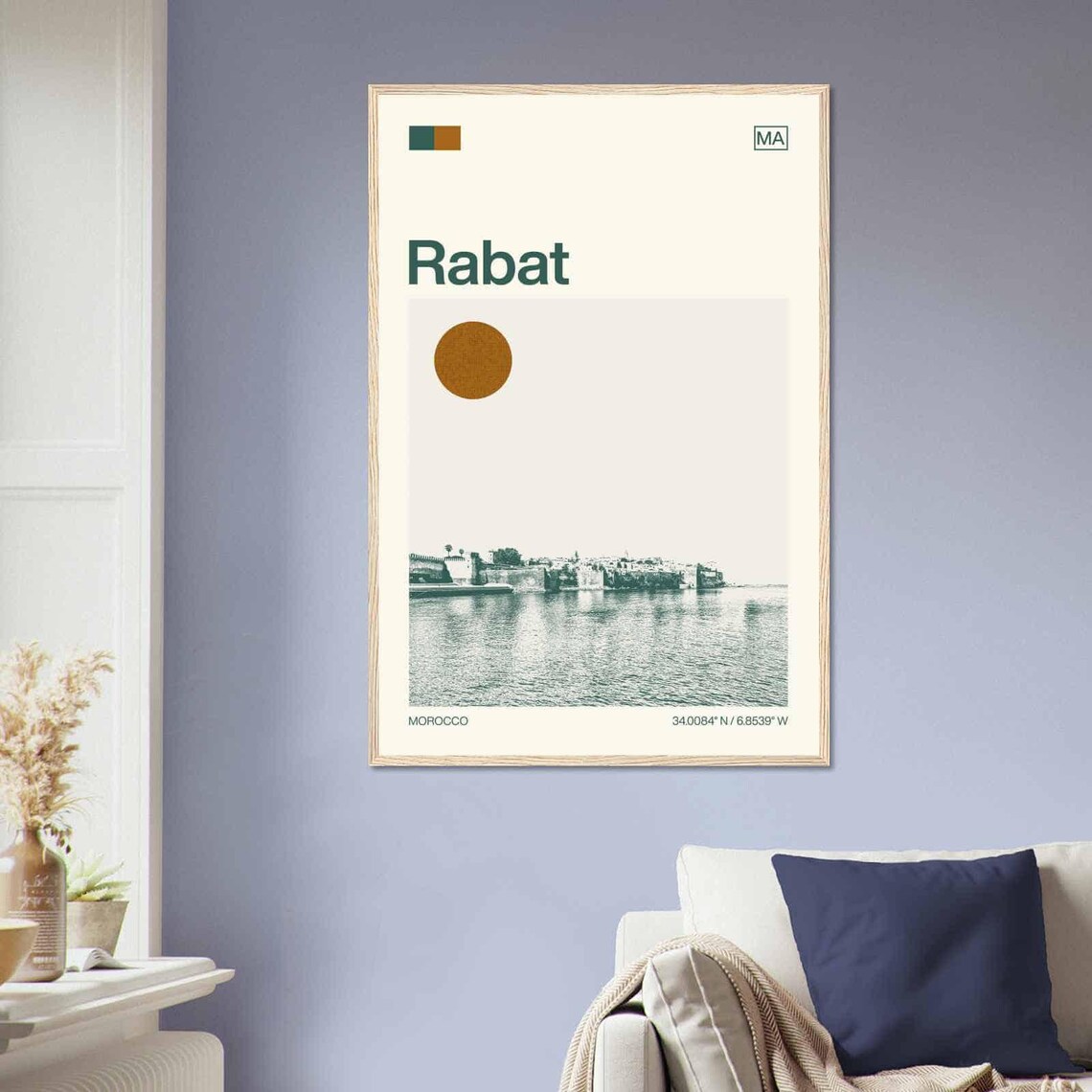 Rabat Morocco Kasbah Fortress River View Sun Duotone Travel Poster - Image 2