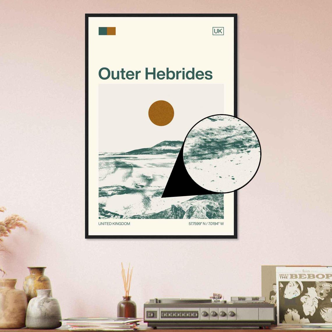 Outer Hebrides Scotland Rocky Coastline Minimalist Travel Poster - Image 4