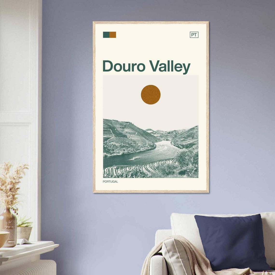 Douro Valley Portugal Terraced Vineyard River Landscape Poster - Image 2