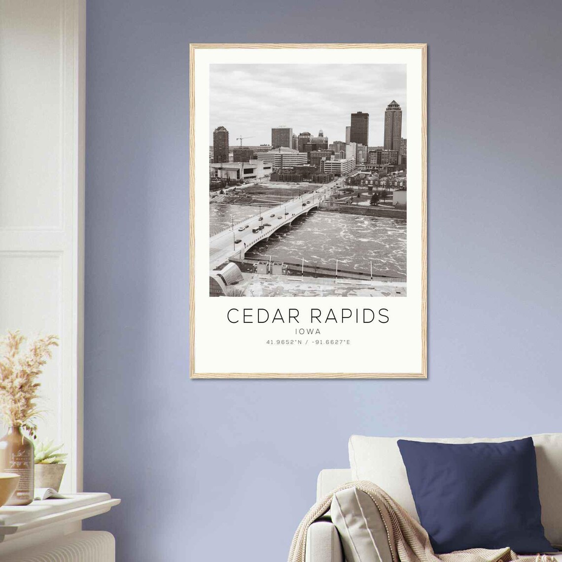 Cedar Rapids Iowa Downtown Skyline River Bridge City Photo Poster - Image 2
