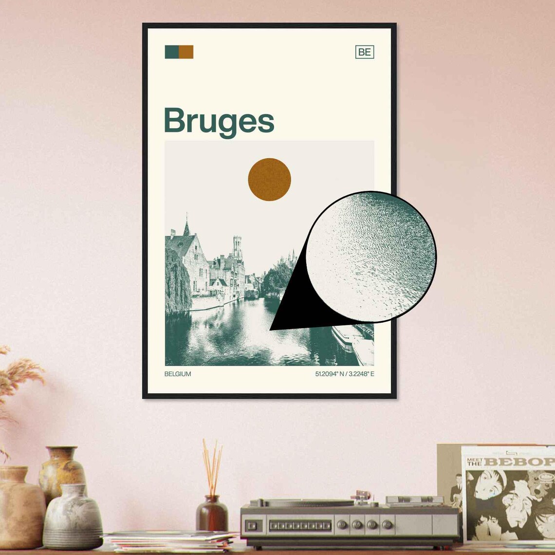 Bruges Belgium Medieval Old Town River View Art Travel Poster - Image 4