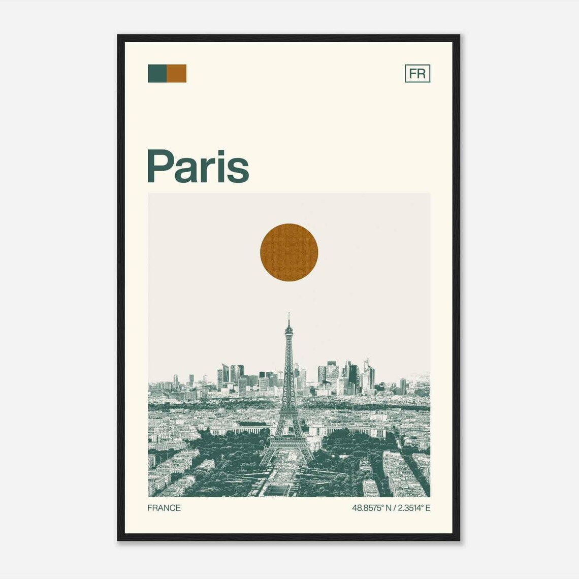Paris France Minimalist Monochrome Travel Poster