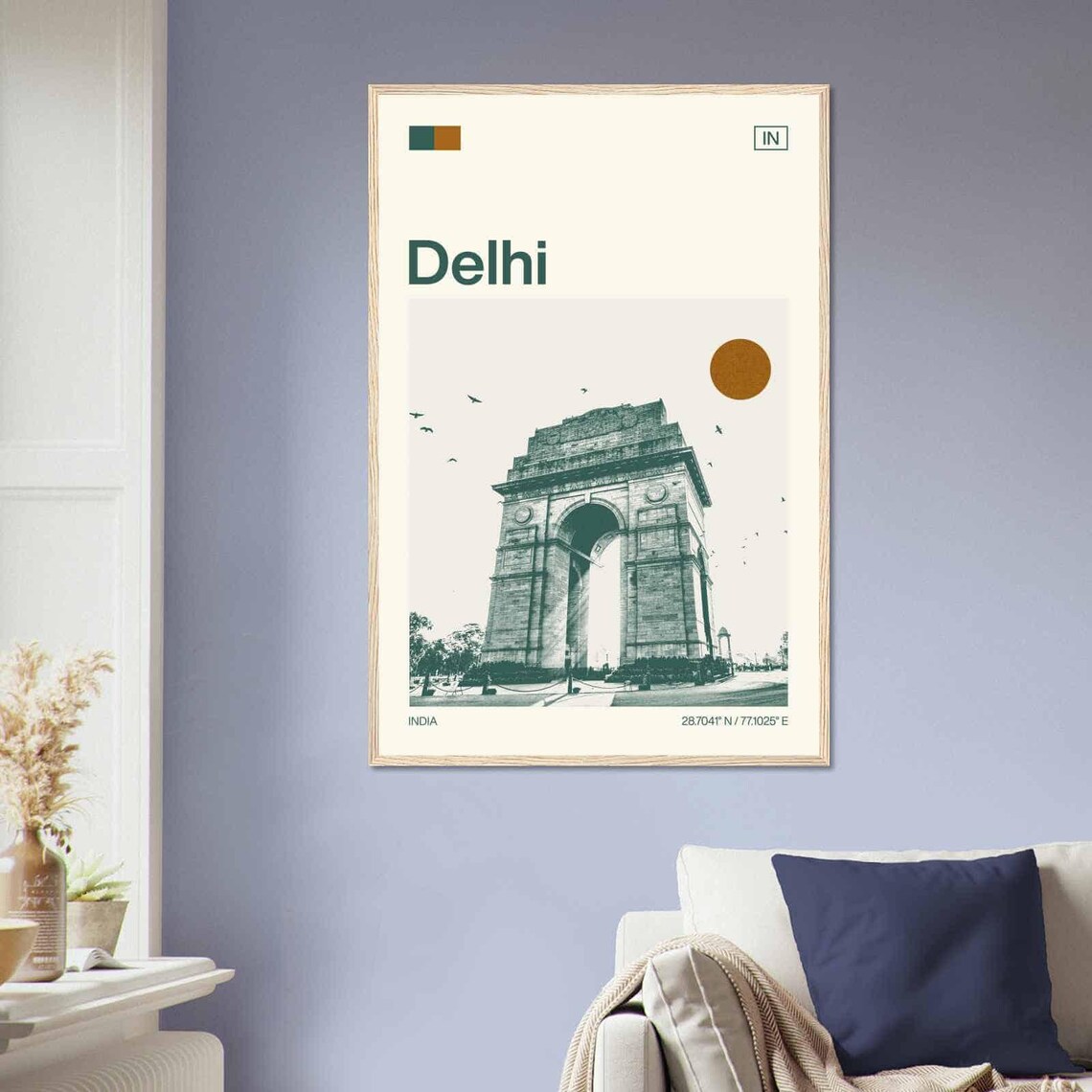 Delhi India Gate War Memorial Arch Birds Minimalist Travel Poster - Image 2