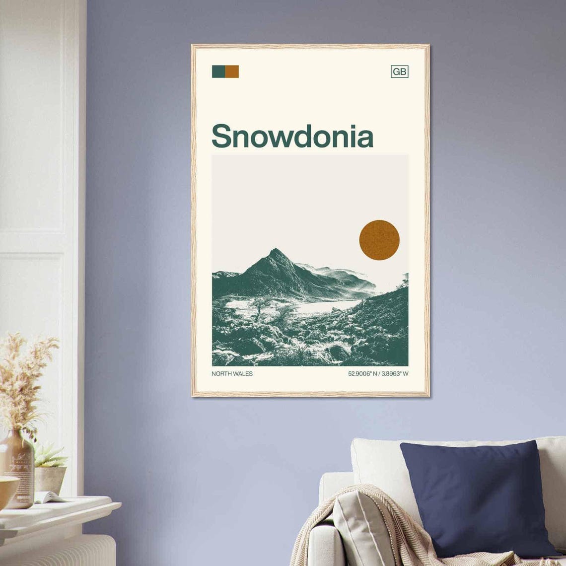 Snowdonia North Wales Mountain Peak Lake Sun Duotone Travel Poster - Image 2