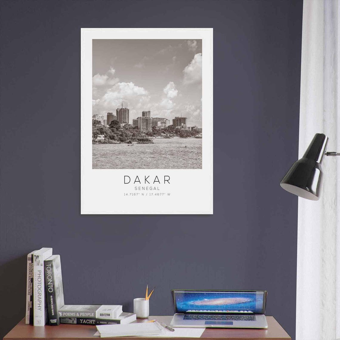Dakar Senegal Black And White Waterfront Skyline Photography Poster - Image 3