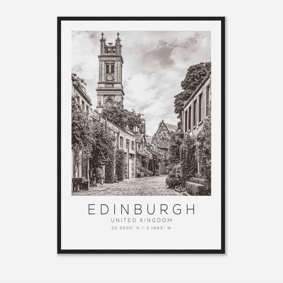 Edinburgh United Kingdom Old Town Cobblestone Lane Photo Poster