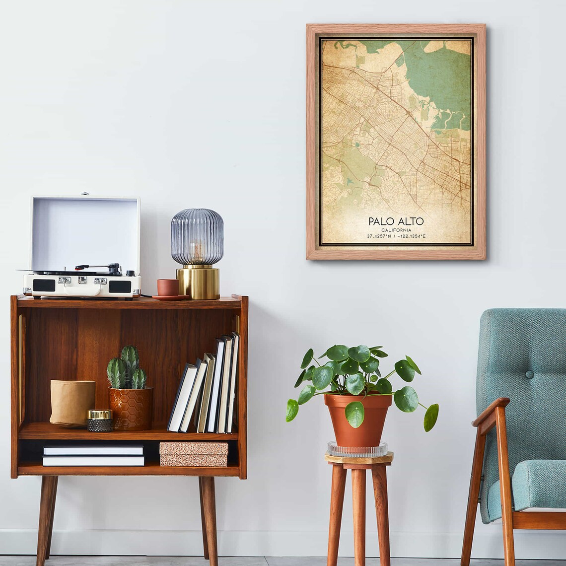 Palo Alto California Vintage City Street Map Home Decor Poster - Image 3