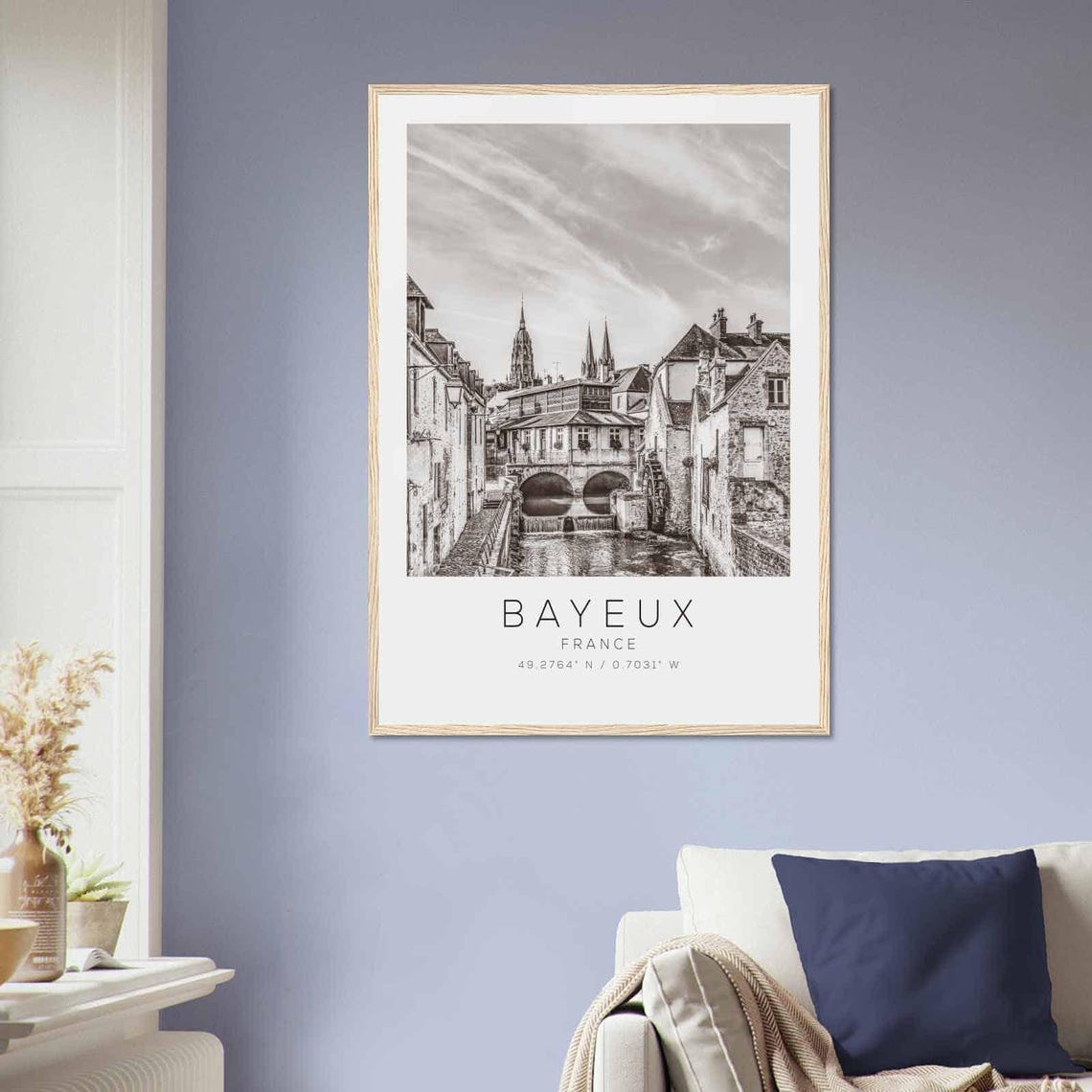 Bayeux France Travel Photo Poster Bw Bayeux Travel Print Minimalist Travel Poster Print - Image 2