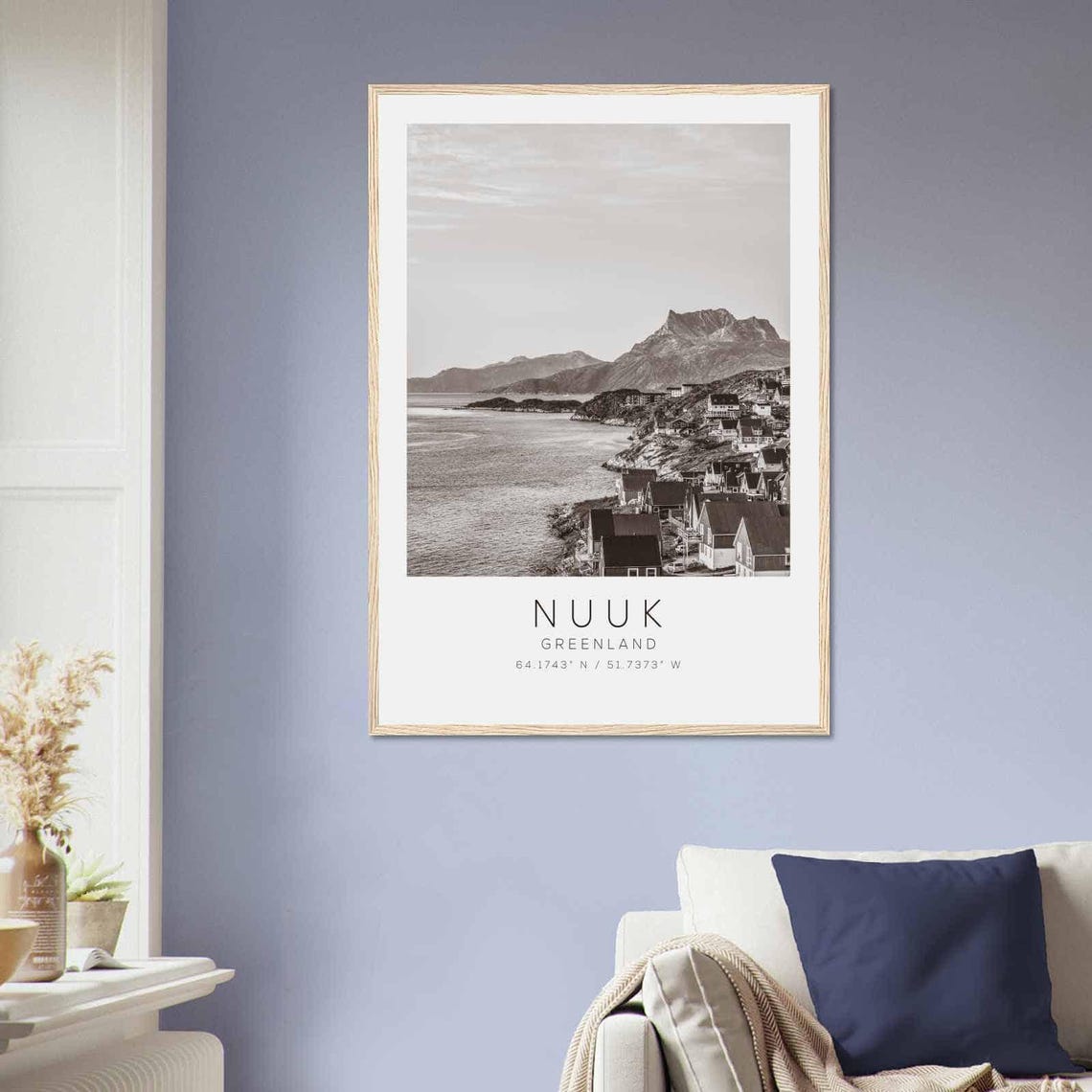 Nuuk Greenland Travel Photo Poster Bw Nuuk Travel Print Minimalist Travel Poster Print - Image 2