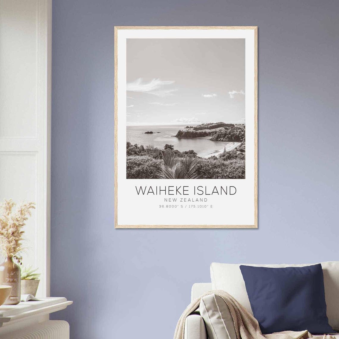 Waiheke Island New Zealand Travel Photo Poster Bw Waiheke Island Travel Print Minimalist Travel Poster Print - Image 2