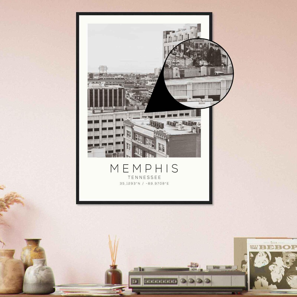 Memphis Tennessee Downtown Rooftops City Minimalist Travel Poster - Image 4