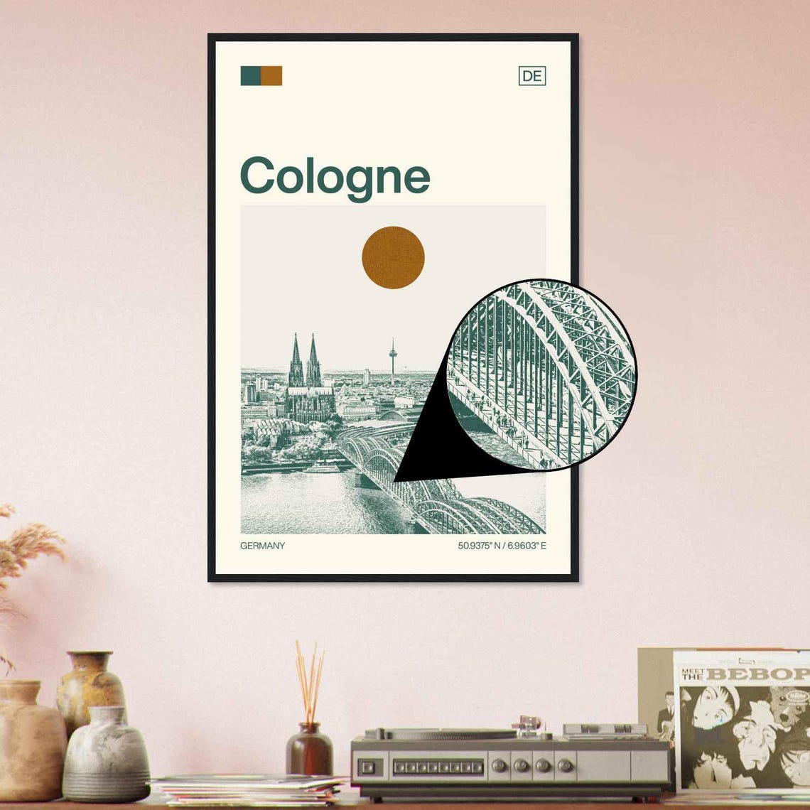 Cologne Germany Cathedral Bridge Rhine River Minimalist Travel Poster - Image 4