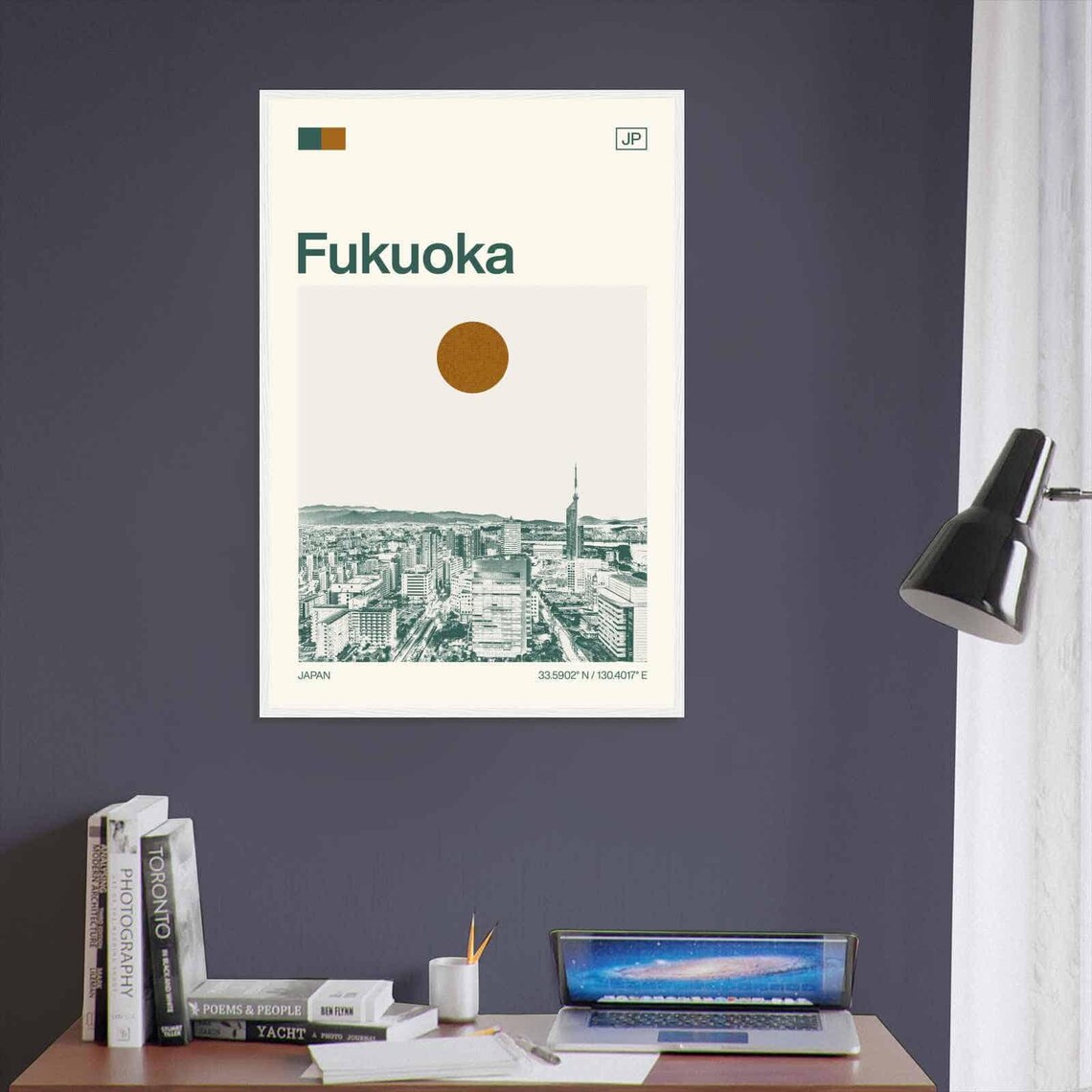 Fukuoka Japan Minimalist Monochrome Travel Poster - Image 3