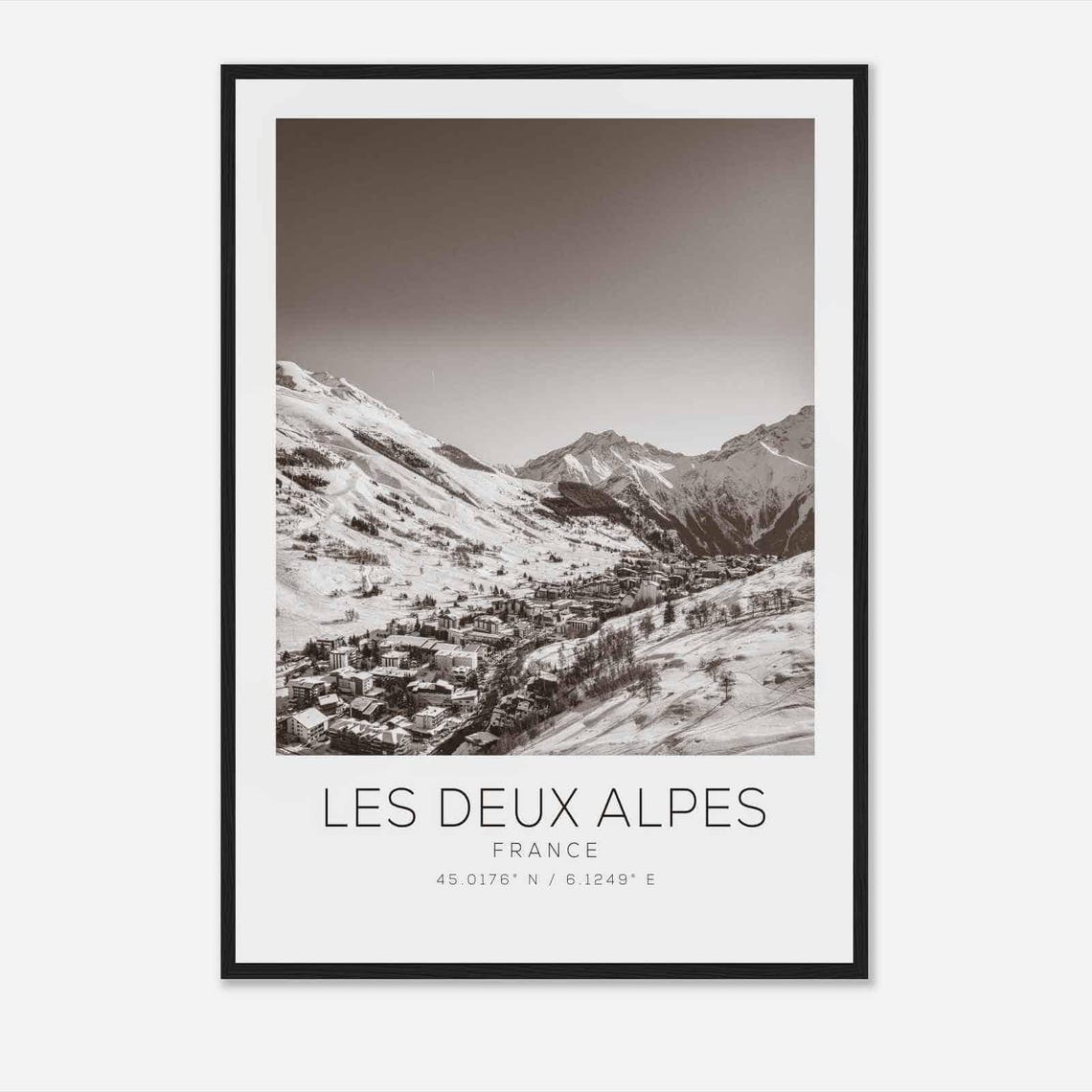 Les Deux Alpes France Travel Photo Poster Bw Les Deux Alpes Travel Print Minimalist Travel Poster Print