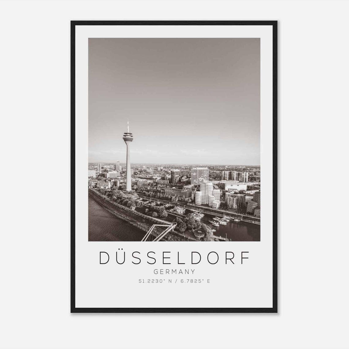 Dusseldorf Germany Rheinturm Tower Riverside City Photo Poster