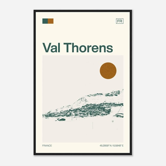 Val Thorens France Minimalist Monochrome Travel Photo Poster