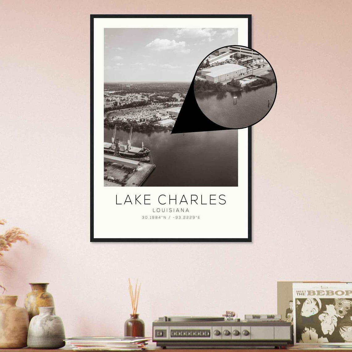 Lake Charles Louisiana Photo Travel Poster Lake Charles Travel Print Minimalist Travel Print - Image 4