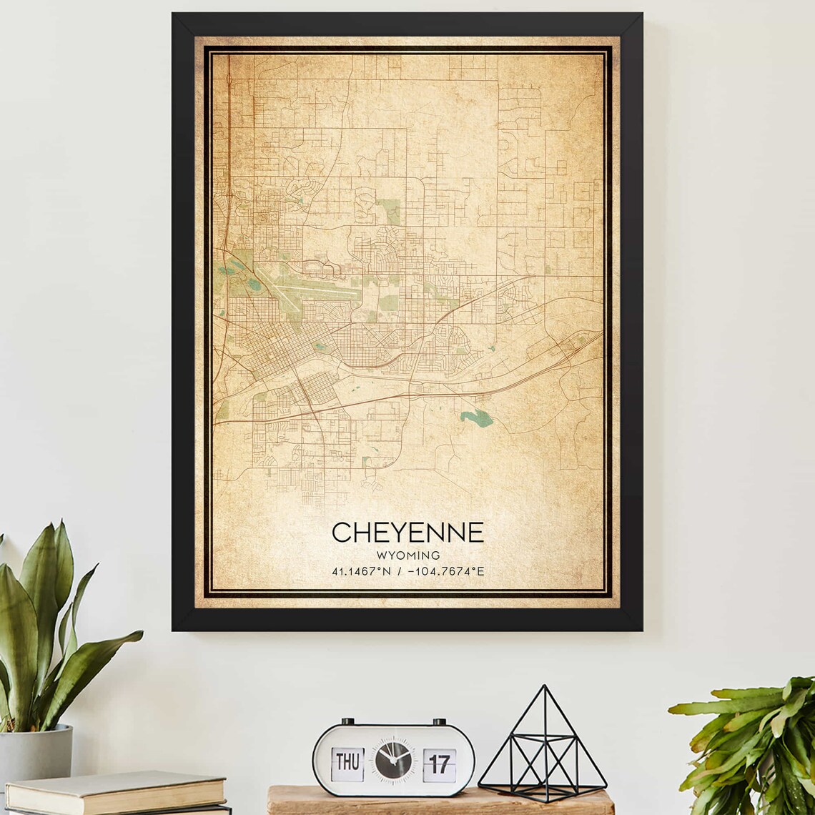 Vintage Cheyenne Wyoming Map Travel Poster