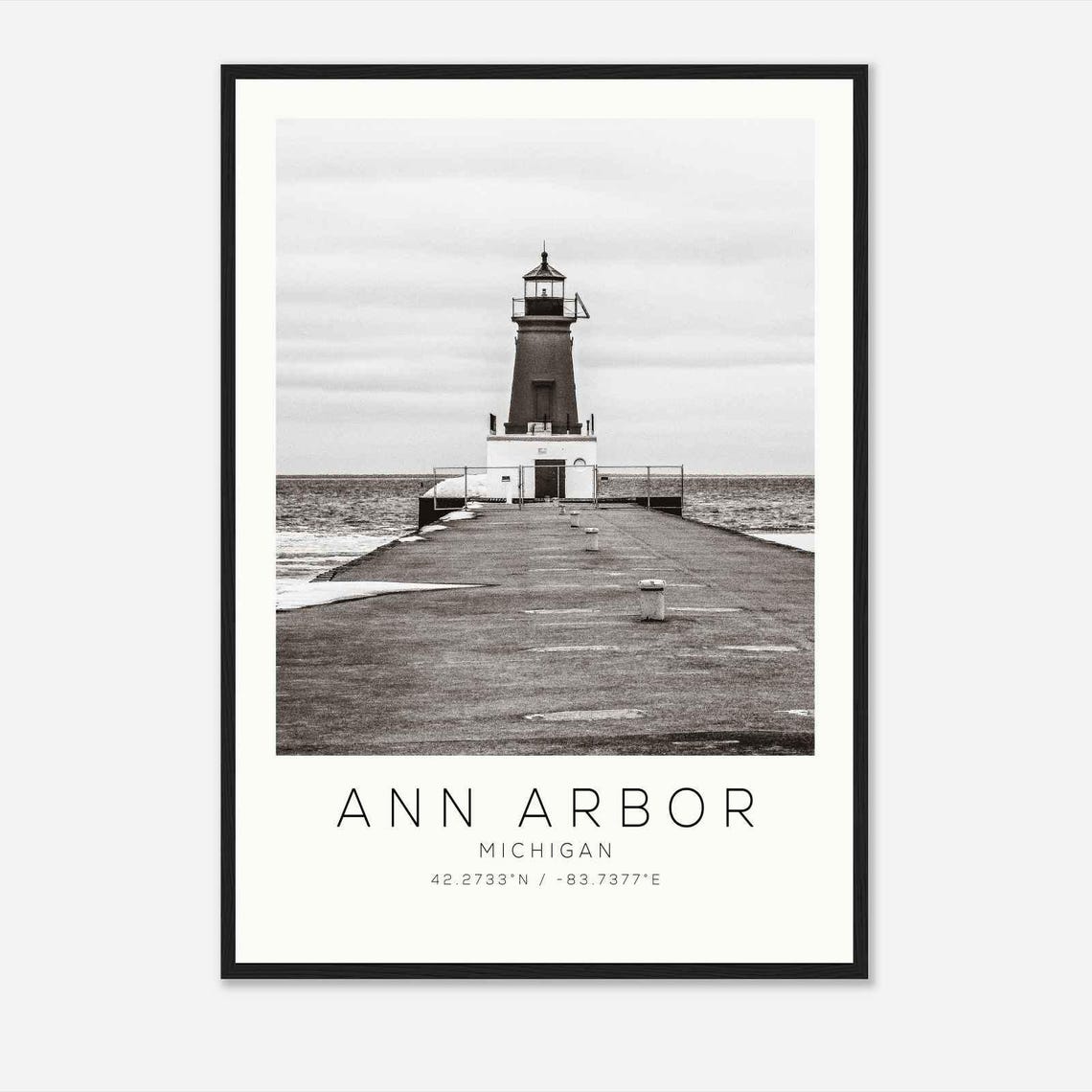 Ann Arbor Michigan Lighthouse Pier Lakefront Landmark Poster
