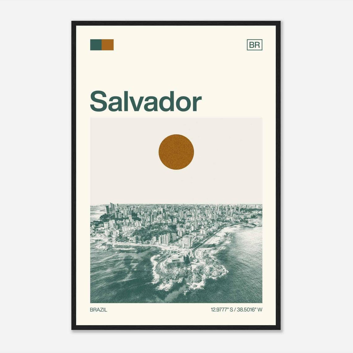 Salvador Brazil Minimalist Monochrome Travel Photo Poster