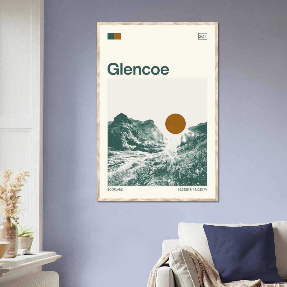 Glencoe Scotland Mountain Valley Sunrise Minimalist Travel Poster - Image 2