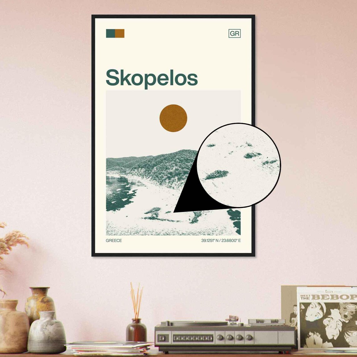Skopelos Greece Forested Headland Cove Sun Duotone Travel Poster - Image 4
