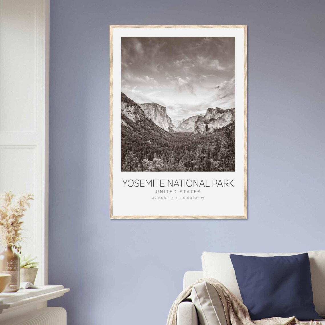 Yosemite National Park Tunnel View Black White Photo Poster USA - Image 2