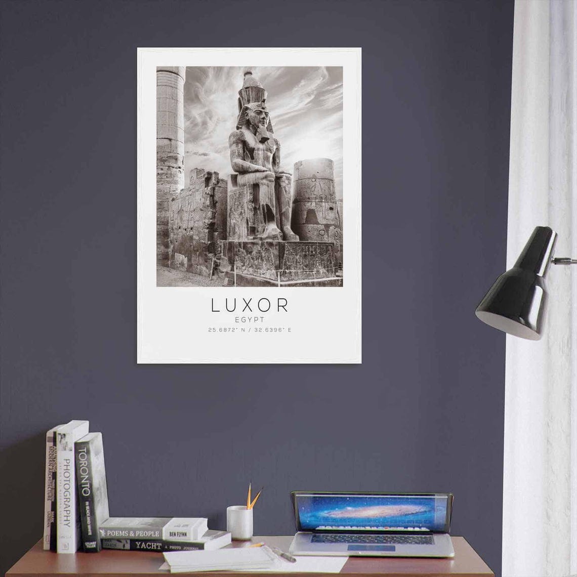Luxor Egypt Ancient Pharaoh Statue Black and White Photo Poster - Image 3
