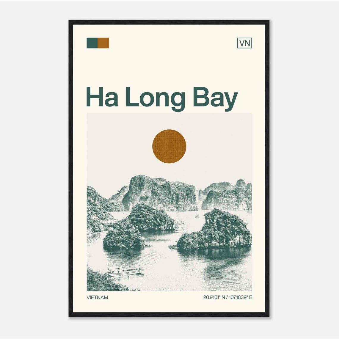 Ha Long Bay Vietnam Karst Islands Boat Minimalist Travel Poster