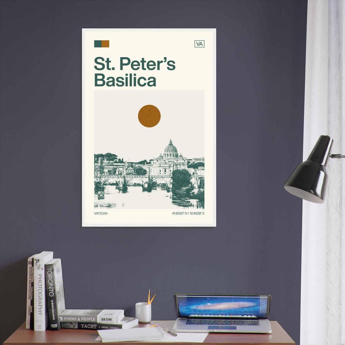 St. Peter's Basilica Vatican River View Vintage Travel Poster - Image 3