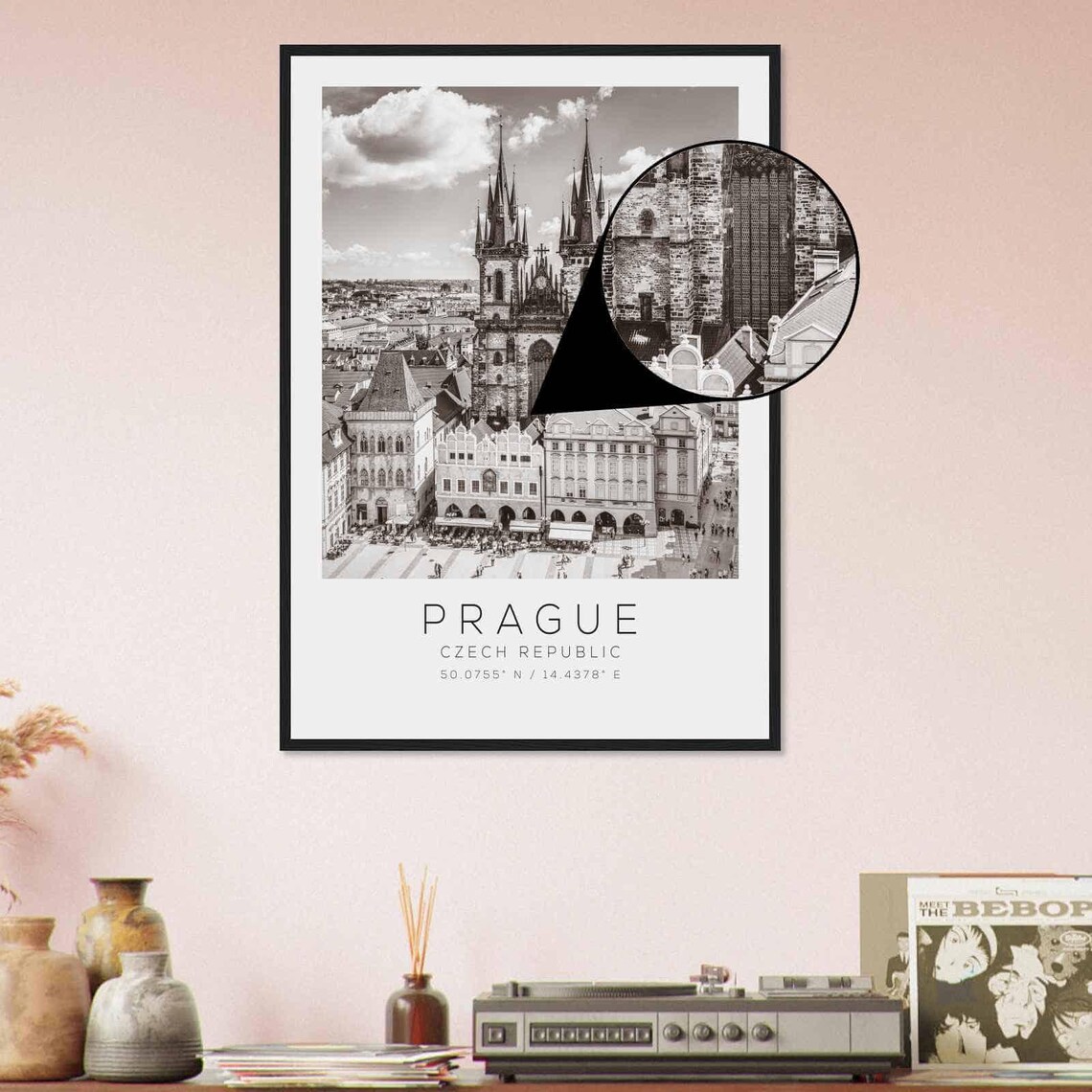 Prague Czech Republic Old Town Square Tyn Church Black White Poster - Image 4