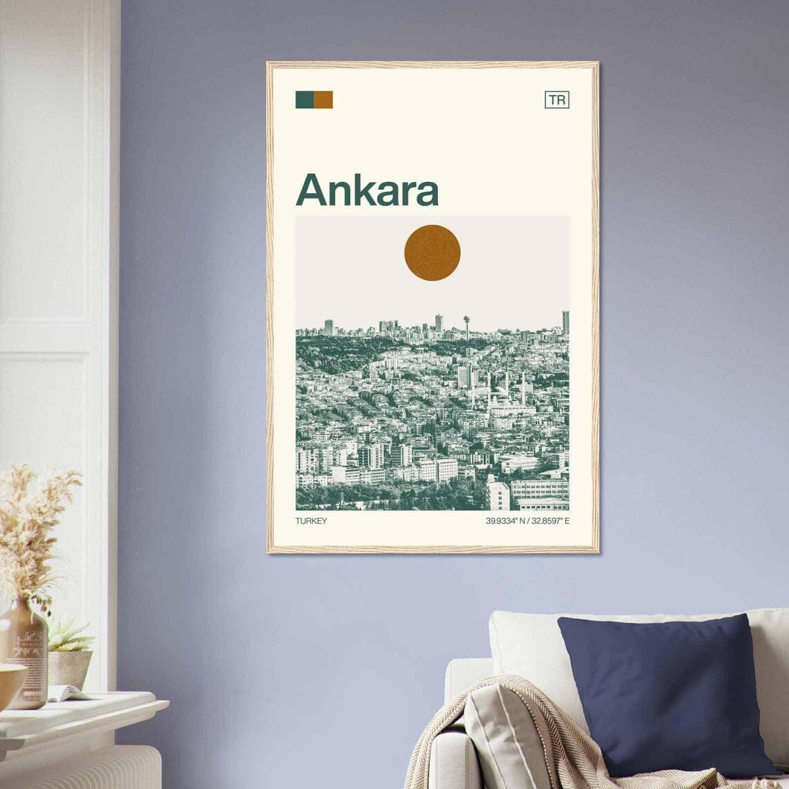 Ankara Turkey Capital City Panorama Vintage Style Travel Poster - Image 2