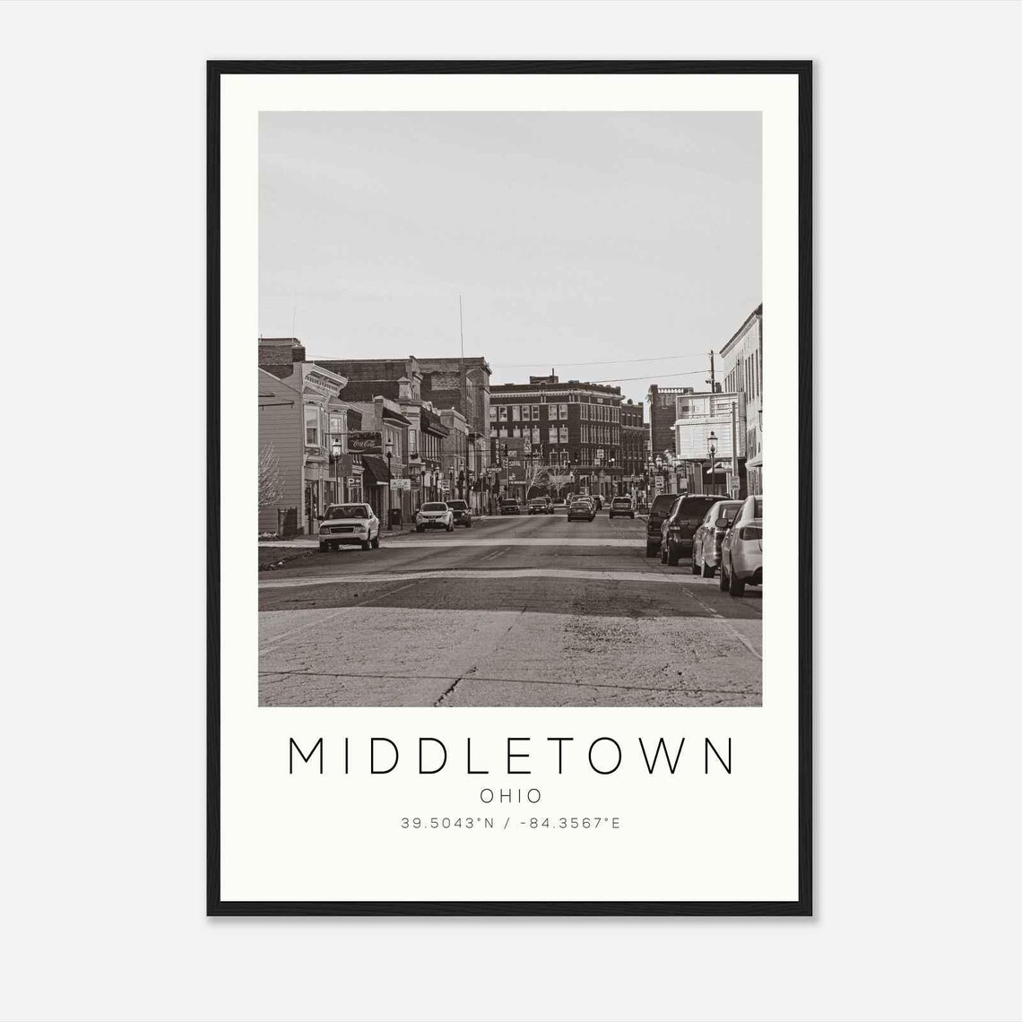 Middletown Ohio Historic Downtown Street Minimalist Travel Poster
