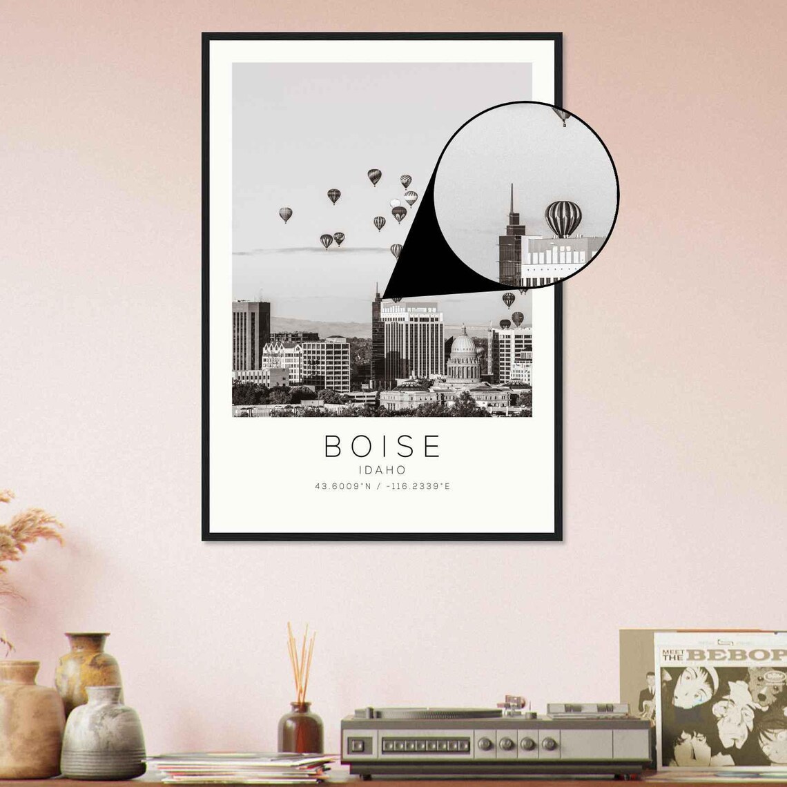 Boise Idaho Hot Air Balloons Over Downtown Skyline Photo Poster - Image 4