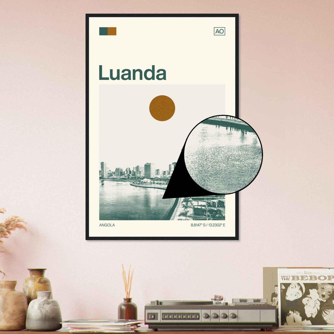 Luanda Angola Modern Minimalist Bayfront Skyline Travel Poster - Image 4