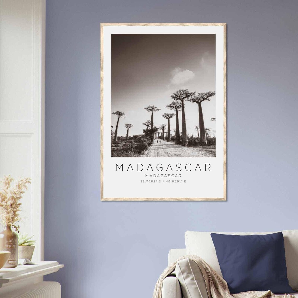 Madagascar Baobab Avenue Black and White Travel Photo Poster - Image 2