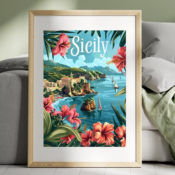 Sicily Vintage Travel Poster