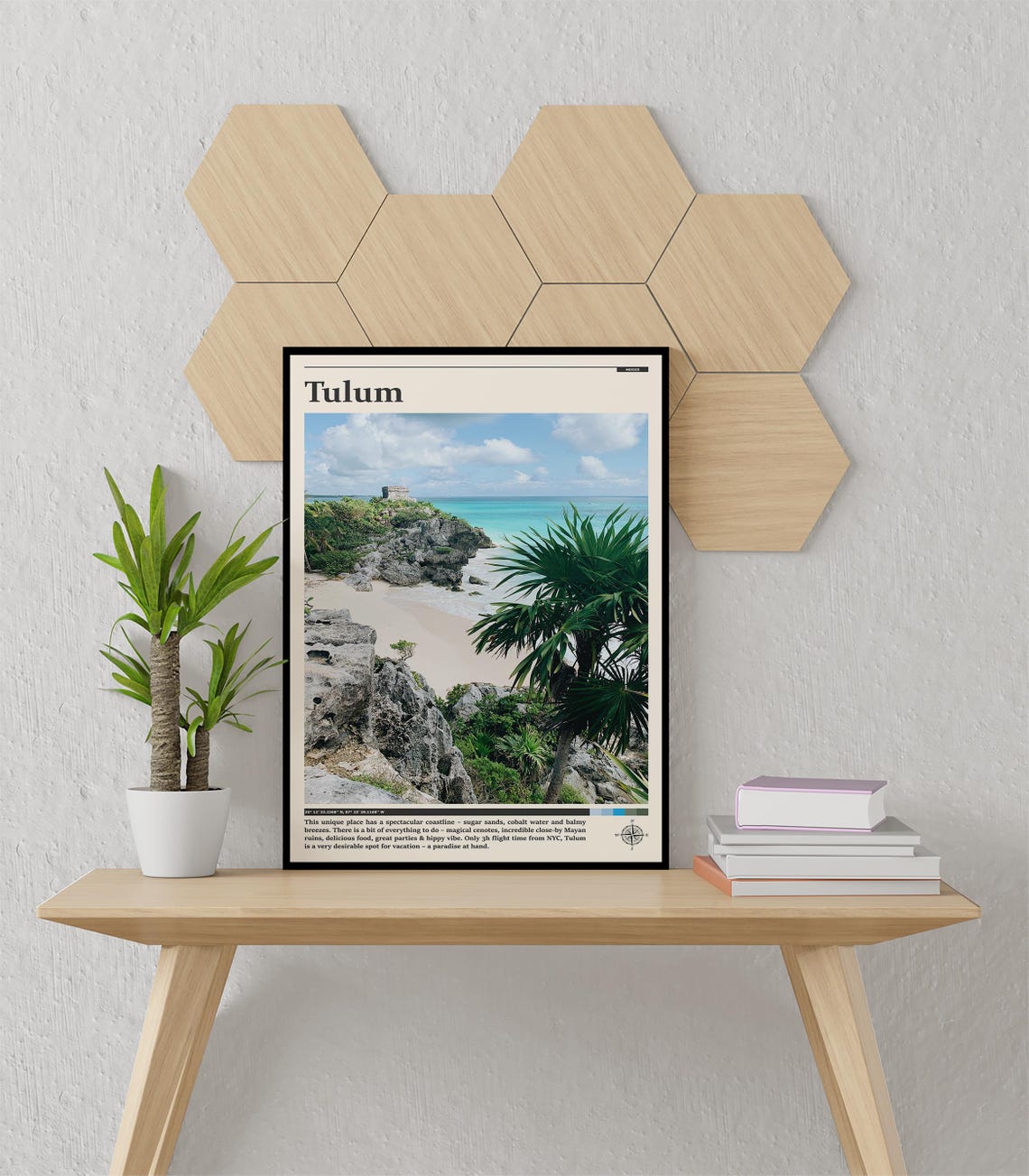 Tulum Mexico Mayan Ruins Cliff Caribbean Beach Travel Poster - Image 2