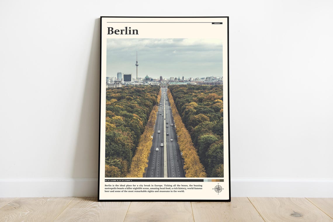 Berlin Tiergarten Avenue Autumn City View TV Tower Germany Poster