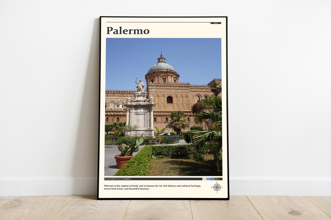 Palermo Sicily Cathedral Dome And Garden Travel Photography Poster