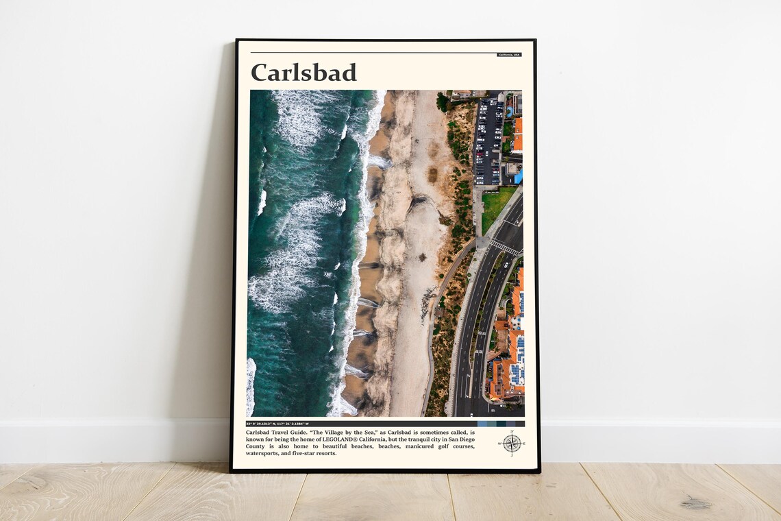 Carlsbad California Aerial Beach Coastline Village by the Sea Poster