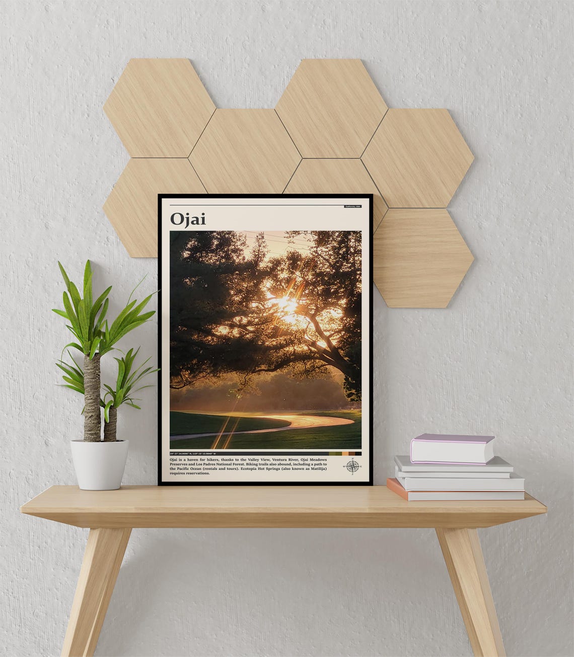 Ojai Golden Hour Oak Trees Scenic Nature California Travel Poster - Image 2