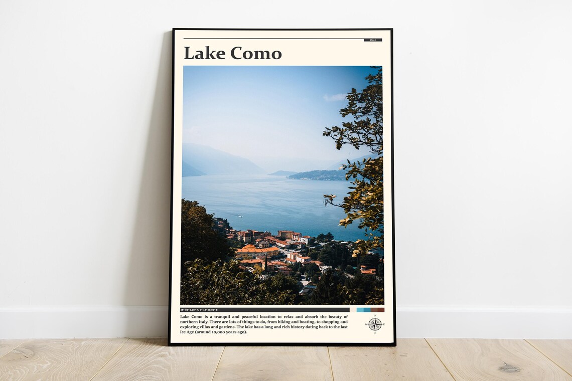 Lake Como Italy Aerial Lake View Lakeside Villages Photography Poster