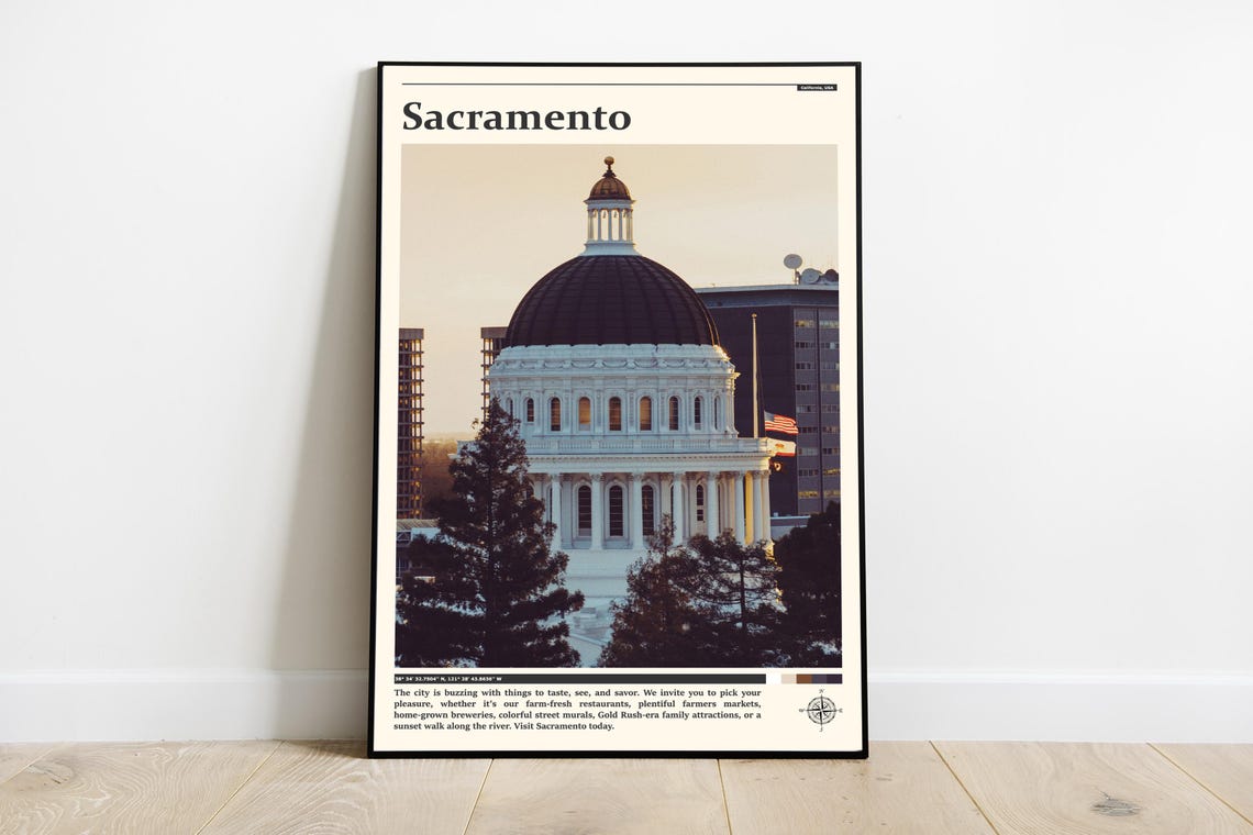 Sacramento California State Capitol Dome Sunset Photography Poster