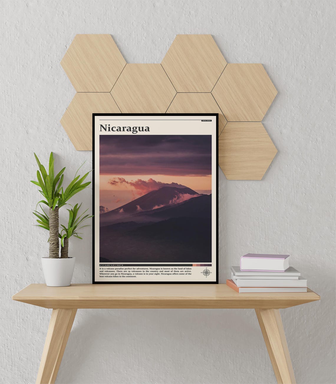Nicaragua Volcano Sunset Mountain Silhouette Photography Poster - Image 3