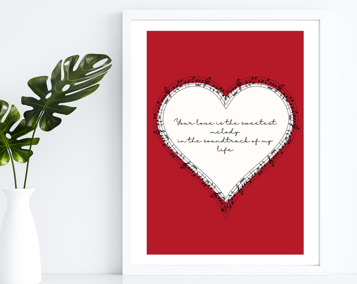 Red Heart Print With Love Message Art Print - Image 2