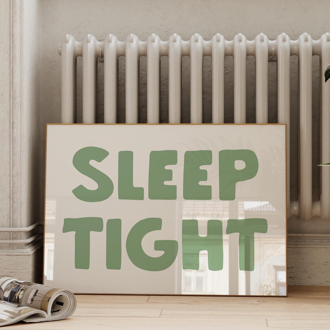 Sleep Tight Sage Green Minimalist Bedroom Typography Quote Poster