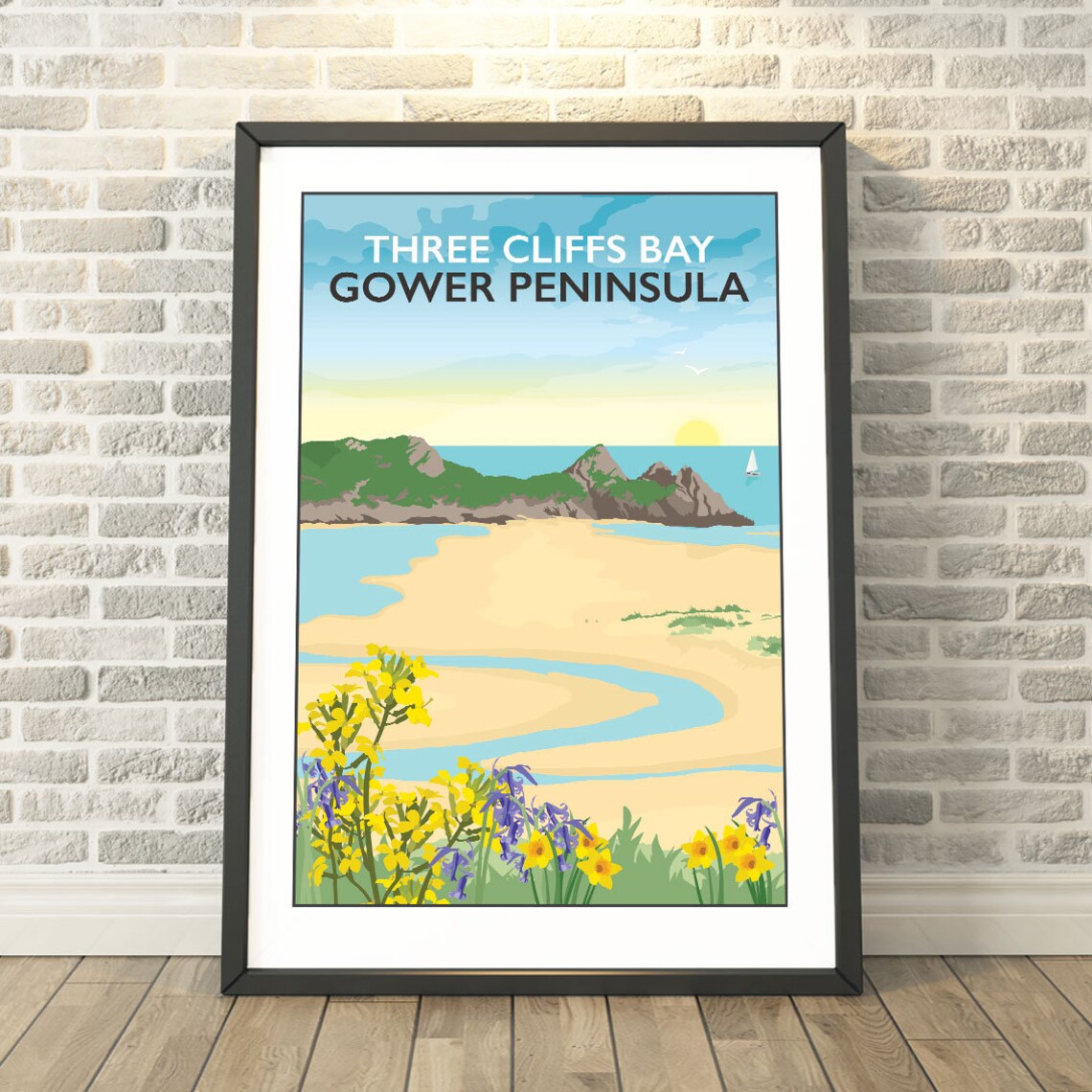 Three Cliffs Bay, Gower Peninsula Travel Poster