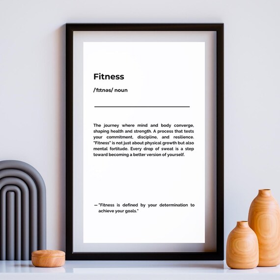 Fitness Definiton Wall Art Typography Home Gym Decor Gym Wall Art Gym Sign